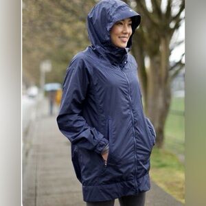 Lululemon - women’s navy No rain No Gain jacket hooded full zip up raincoat SZ 4